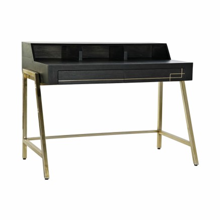 Escritorio DKD Home Decor Negro Metal Dorado Madera de mango (125 x 74