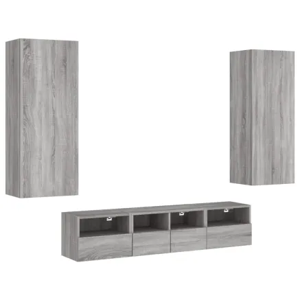 Unités murales TV 5 pcs sonoma gris bois d'ingénierie 2