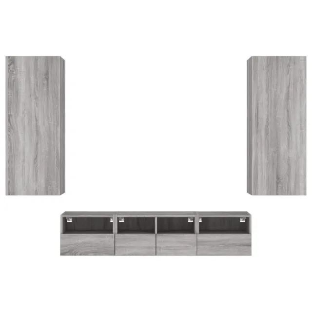 Unités murales TV 5 pcs sonoma gris bois d'ingénierie