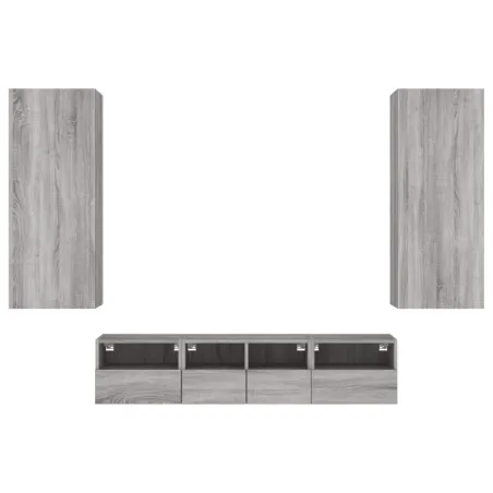 Unités murales TV 5 pcs sonoma gris bois d'ingénierie