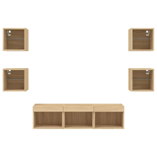 Unités murales TV avec LED 7 pcs chêne sonoma bois d'ingénierie
