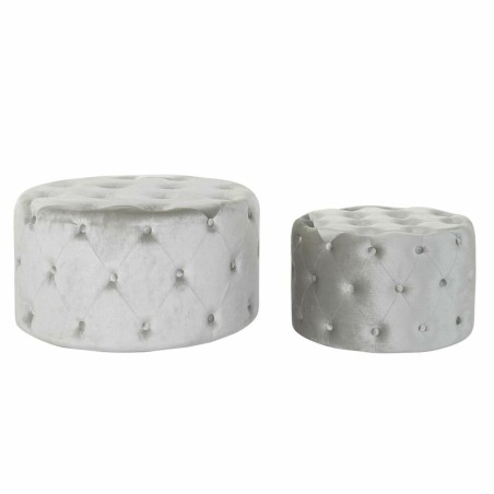 Repose-pied DKD Home Decor Gris Velours Bois MDF (80 x 80 x 43 cm) (58