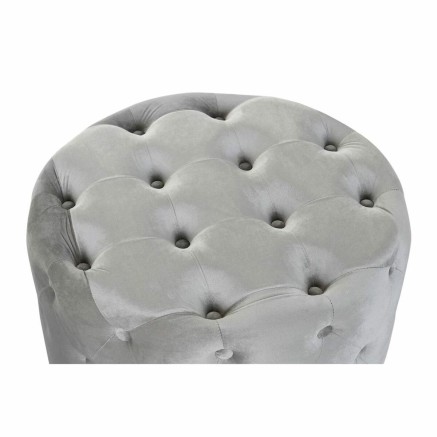 Reposapiés DKD Home Decor Gris Terciopelo Madera MDF (80 x 80 x 43 cm 2