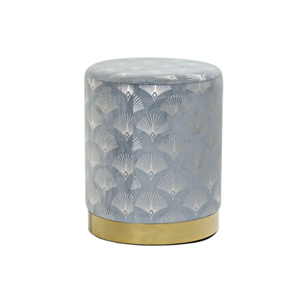Reposapiés DKD Home Decor Azul Poliéster Metal Dorado (35 x 35 x 43