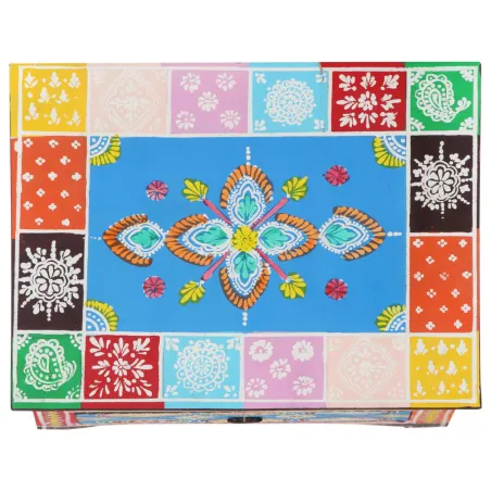 Table de chevet peinte à la main 40x30x50 cm Bois de manguier