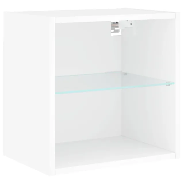 Unités murales TV avec LED 8 pcs blanc bois d'ingénierie