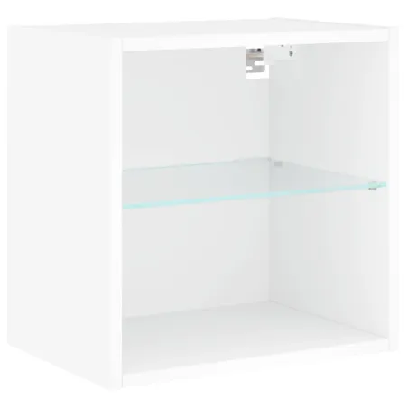 Unités murales TV avec LED 8 pcs blanc bois d'ingénierie