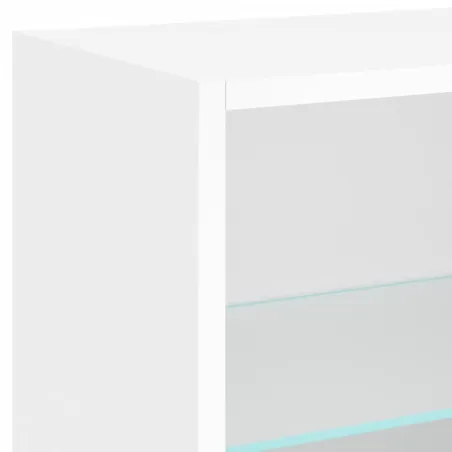 Unités murales TV avec LED 8 pcs blanc bois d'ingénierie