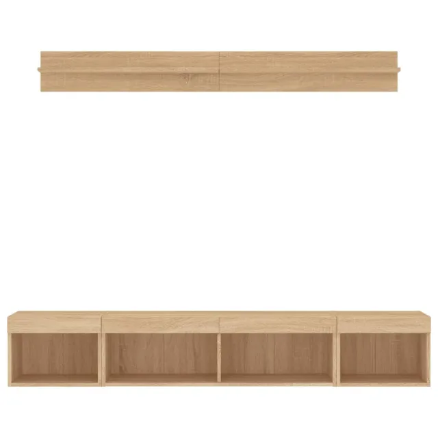 Unités murales TV avec LED 5 pcs chêne sonoma bois d'ingénierie