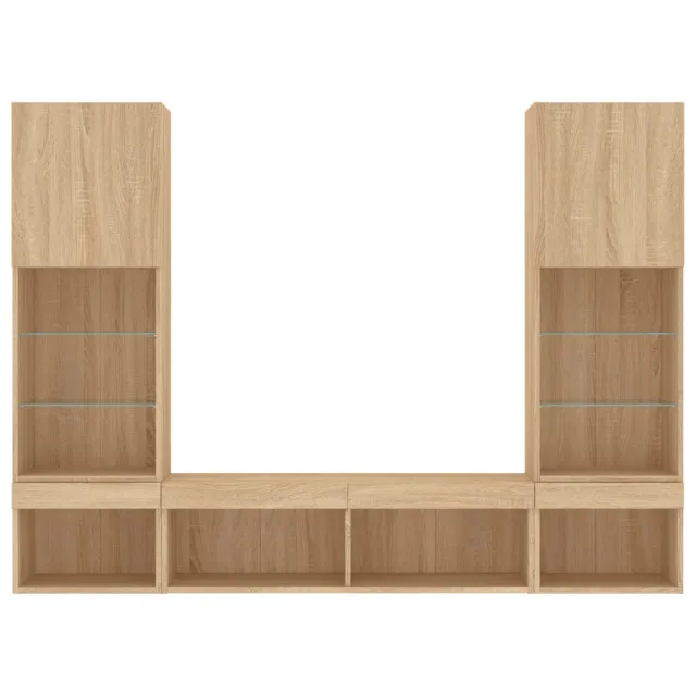 Unités murales TV avec LED 5 pcs chêne sonoma bois d'ingénierie