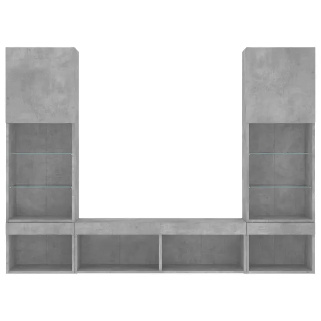 Unités murales TV avec LED 5 pcs gris béton bois d'ingénierie