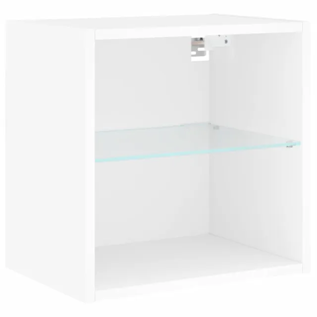 Unités murales TV avec LED 5 pcs blanc bois d'ingénierie