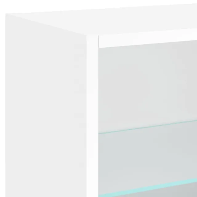 Unités murales TV avec LED 5 pcs blanc bois d'ingénierie