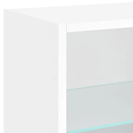 Unités murales TV avec LED 5 pcs blanc bois d'ingénierie