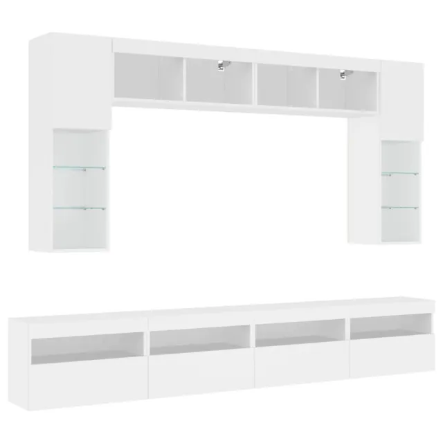 Ensemble de meubles TV muraux 8 pcs avec lumières LED blanc