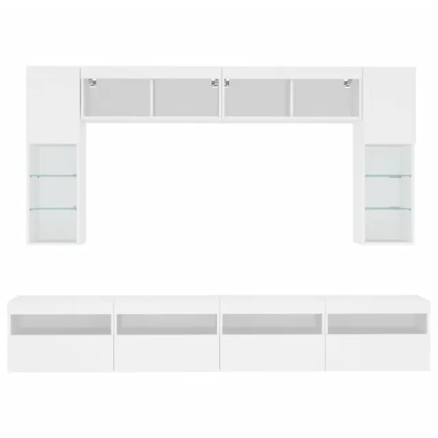 Ensemble de meubles TV muraux 8 pcs avec lumières LED blanc