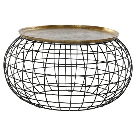 Table d'appoint DKD Home Decor 80 x 80 x 44 cm Noir Doré Aluminium Pl