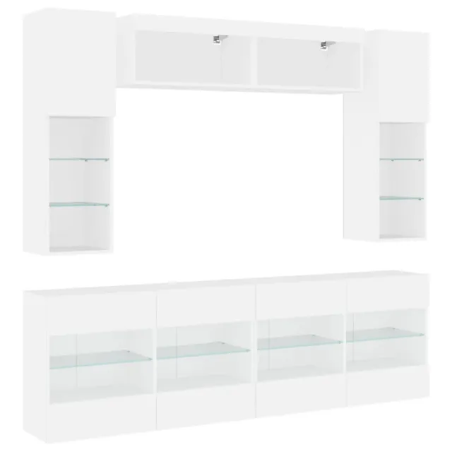 Ensemble de meubles TV muraux 6 pcs avec lumières LED blanc