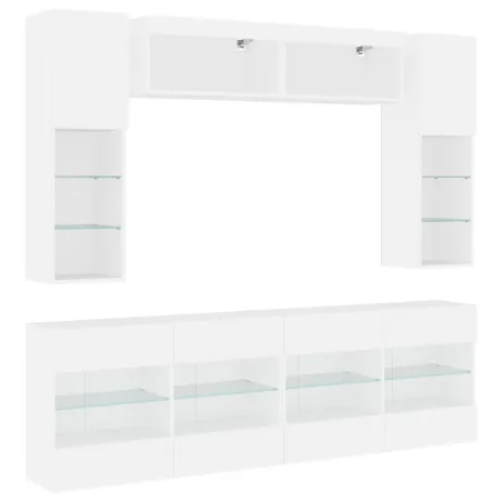Ensemble de meubles TV muraux 6 pcs avec lumières LED blanc