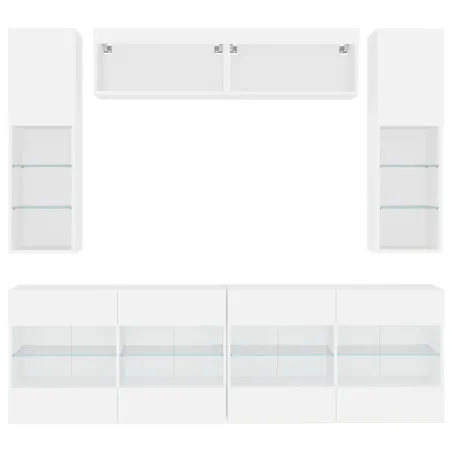 Ensemble de meubles TV muraux 6 pcs avec lumières LED blanc