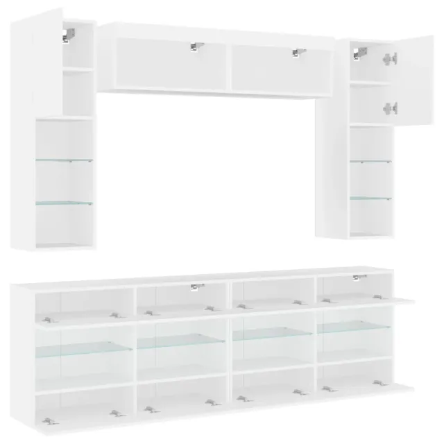 Ensemble de meubles TV muraux 6 pcs avec lumières LED blanc