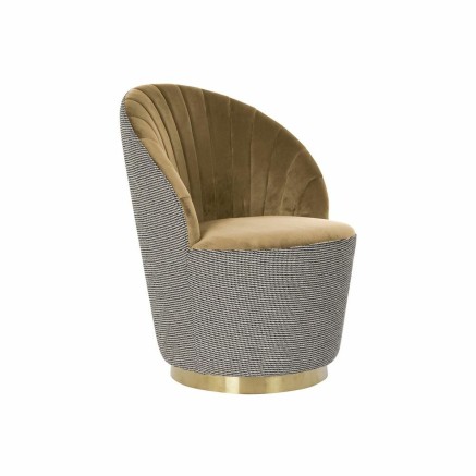 Leunstoel DKD Home Decor Zwart Bruin Polyester Mosterd (69 x 66 x 85 c