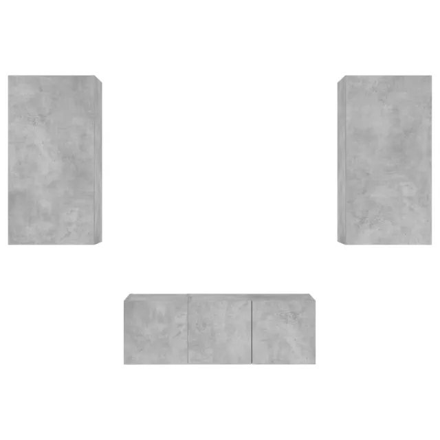 Unités murales TV avec LED 4 pcs gris béton bois d'ingénierie