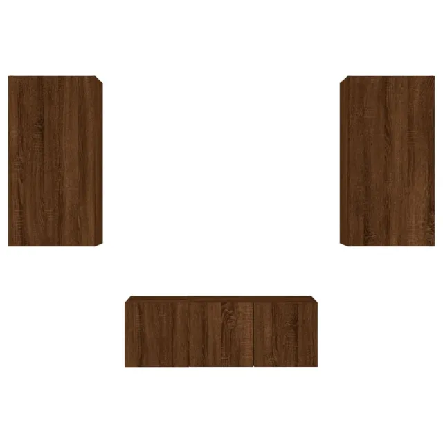 Unités murales TV avec LED 4 pcs chêne marron bois d'ingénierie