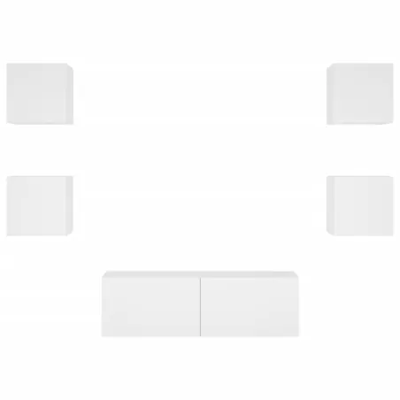 Meuble TV muraux 5 pcs avec lumières LED blanc