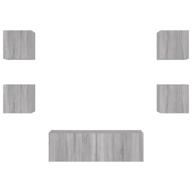 Meuble TV muraux 5 pcs avec lumières LED sonoma gris