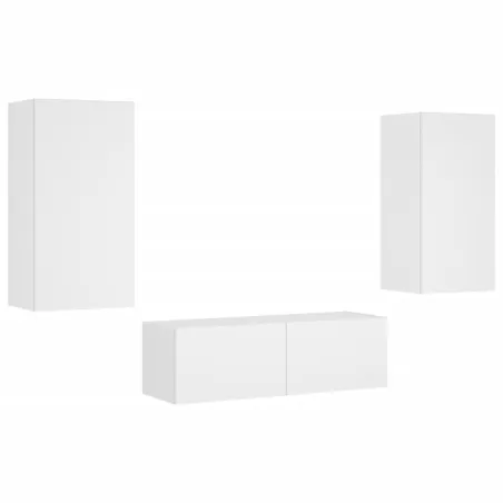 Meuble TV muraux 3 pcs avec lumières LED blanc
