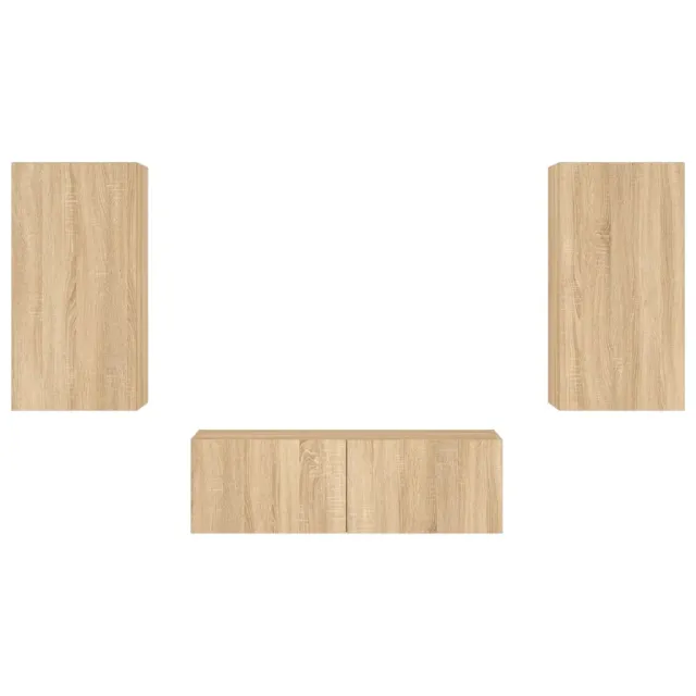 Meuble TV muraux 3 pcs avec lumières LED chêne sonoma