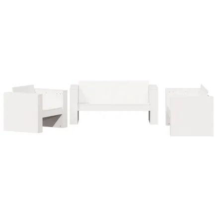 Salon de jardin 2 pcs blanc bois de pin massif 2