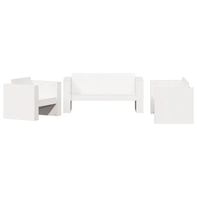 Salon de jardin 2 pcs blanc bois de pin massif