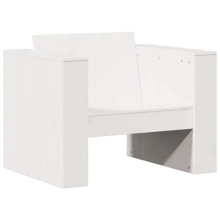 Salon de jardin 2 pcs blanc bois de pin massif