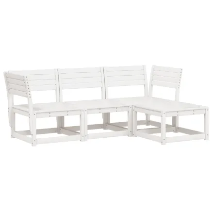 Salon de jardin 4 pcs blanc bois de pin massif 2