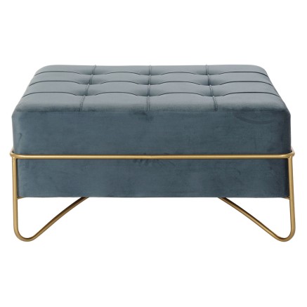 Kruk DKD Home Decor  Schuim Blauw Gouden Metaal Polyester Fluweel Hout 2