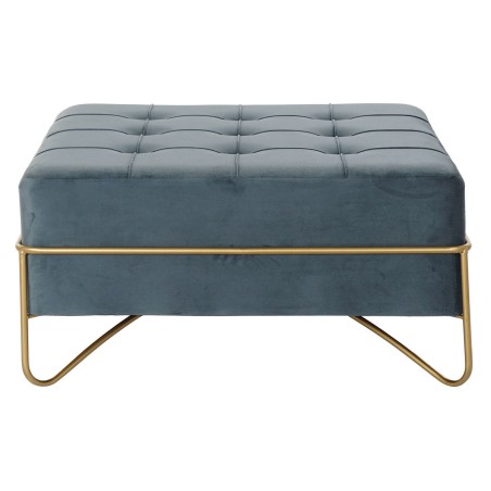 Kruk DKD Home Decor  Schuim Blauw Gouden Metaal Polyester Fluweel Hout