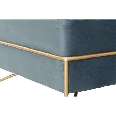 Kruk DKD Home Decor  Schuim Blauw Gouden Metaal Polyester Fluweel Hout