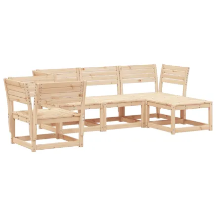 Salon de jardin 5 pcs bois massif de pin 2