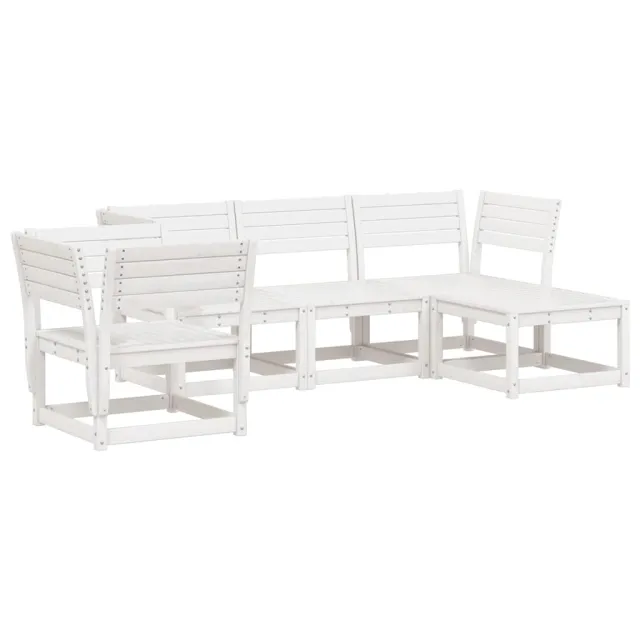 Salon de jardin 5 pcs blanc bois massif de pin