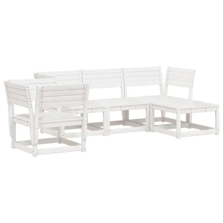 Salon de jardin 5 pcs blanc bois massif de pin