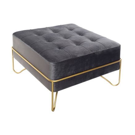 Bench DKD Home Decor  Foam Grey Golden Metal Polyester Velvet MDF Wood