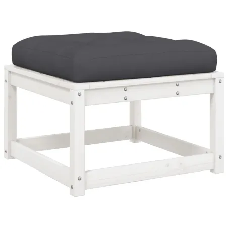 Salon de jardin 5 pcs avec coussins blanc bois massif de pin