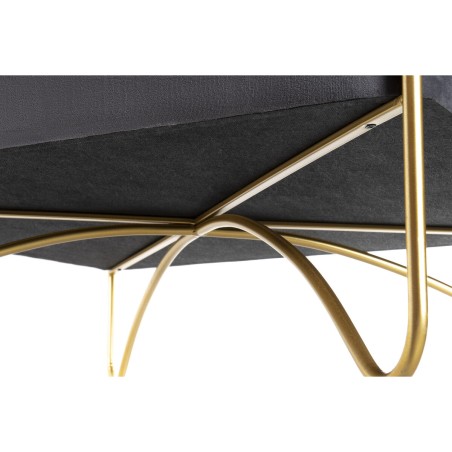 Bench DKD Home Decor  Foam Grey Golden Metal Polyester Velvet MDF Wood
