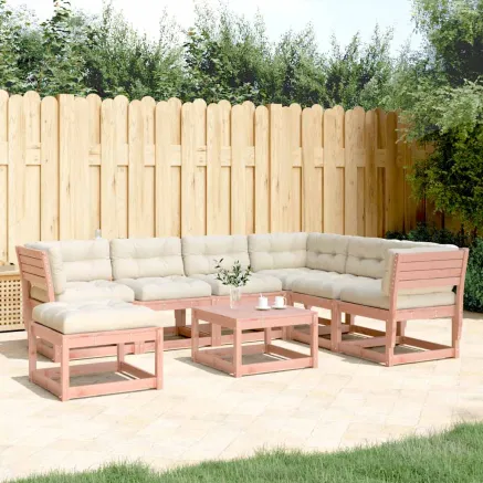 Salon de jardin 7 pcs avec coussins bois massif douglas