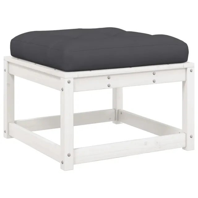 Salon de jardin 7 pcs avec coussins blanc bois de pin massif