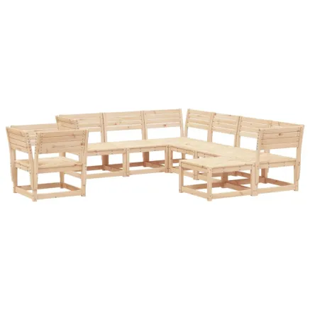 Salon de jardin 8 pcs Bois de pin massif 2