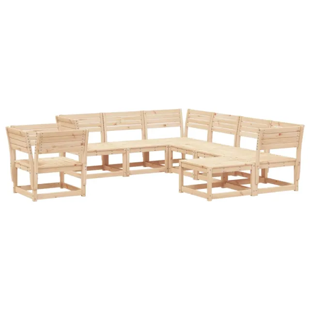 Salon de jardin 8 pcs Bois de pin massif