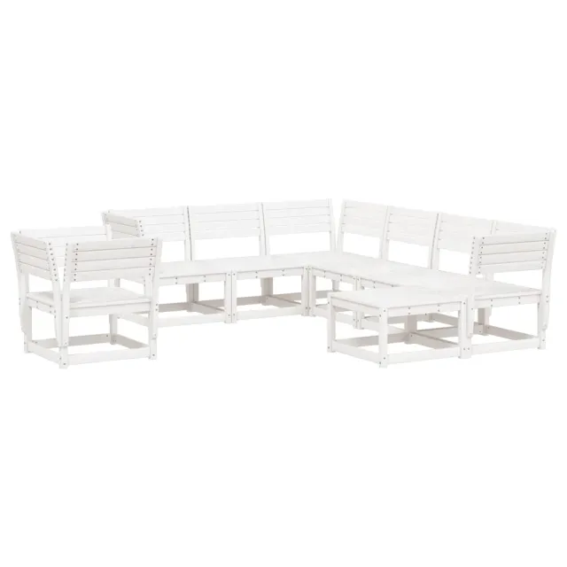 Salon de jardin 8 pcs Blanc Bois de pin massif
